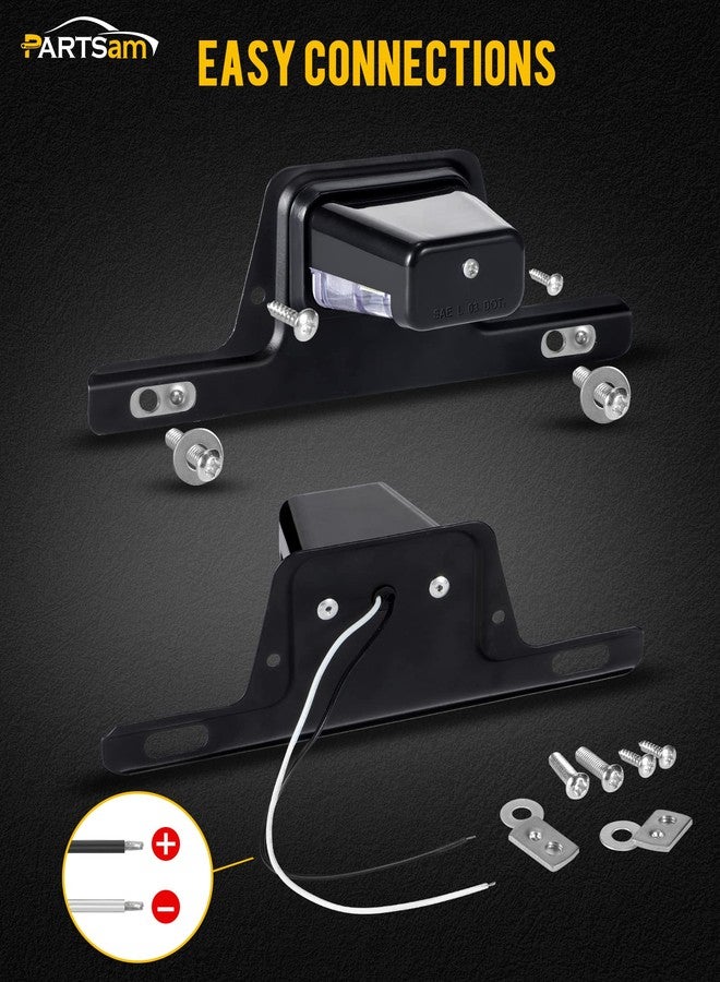 Partsam LED License Plate Light Waterproof 12V DC License Tag Light with Holder Drainage Hole Steel Bracket Mount ABS Housing PC Lens for Trailer Truck Pickup UTV ATV RV Boat 12V DOT Compliant - Image 5